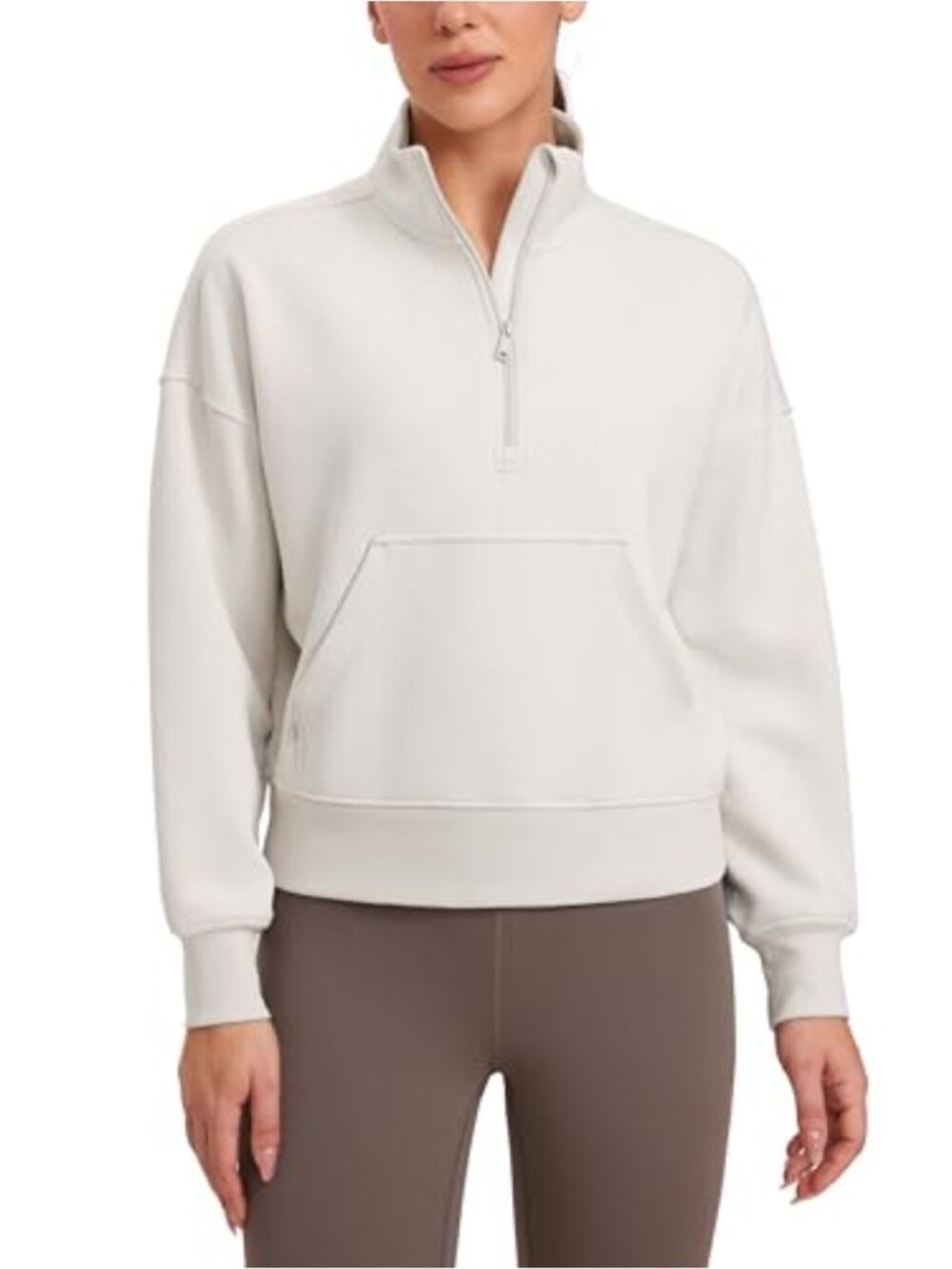 Half Zip Fleece Pullover Sweatshirt Relaxed Fit Kangaroo Pocket